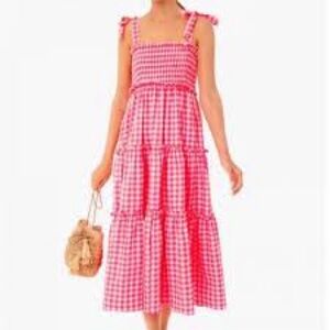 Tuckernuck Pomander Place Electric Pink Gingham Nellie Dress